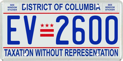 DC license plate EV2600