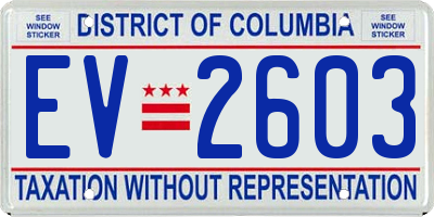 DC license plate EV2603
