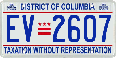 DC license plate EV2607