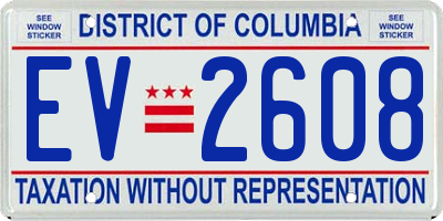 DC license plate EV2608