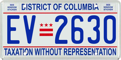 DC license plate EV2630