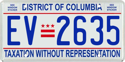 DC license plate EV2635