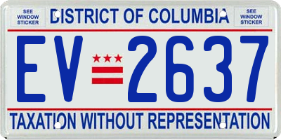 DC license plate EV2637