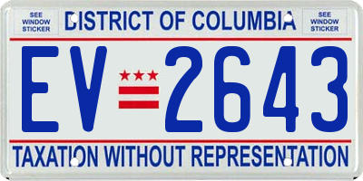 DC license plate EV2643