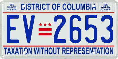 DC license plate EV2653