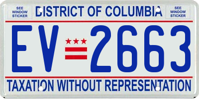 DC license plate EV2663