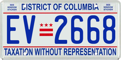DC license plate EV2668