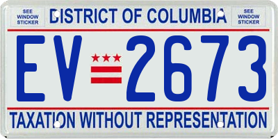 DC license plate EV2673