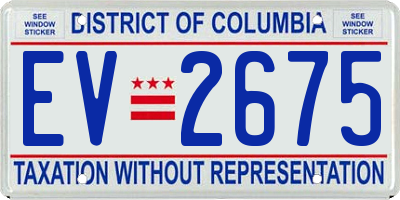DC license plate EV2675