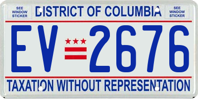 DC license plate EV2676