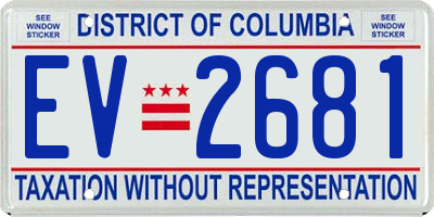 DC license plate EV2681