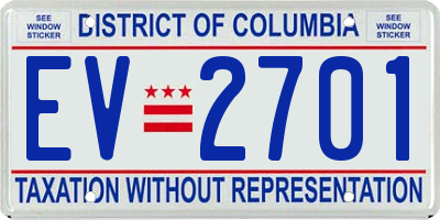 DC license plate EV2701