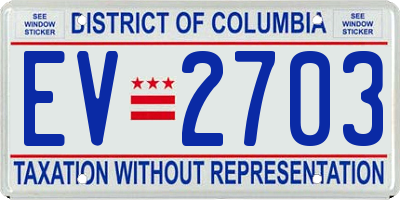 DC license plate EV2703