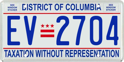 DC license plate EV2704