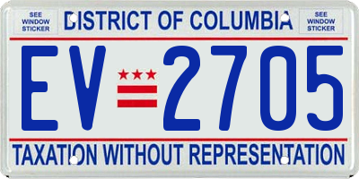 DC license plate EV2705