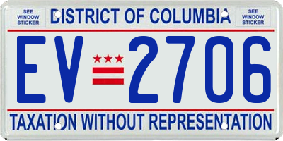 DC license plate EV2706