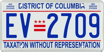 DC license plate EV2709