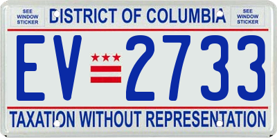 DC license plate EV2733
