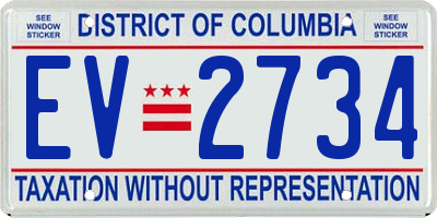 DC license plate EV2734