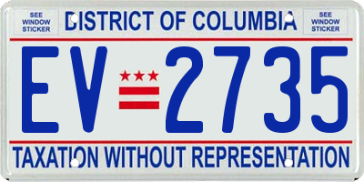DC license plate EV2735