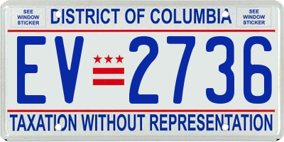 DC license plate EV2736