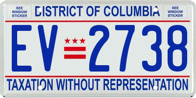 DC license plate EV2738