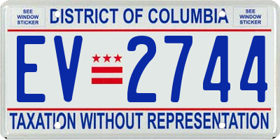 DC license plate EV2744