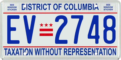 DC license plate EV2748