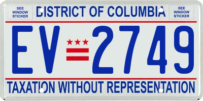 DC license plate EV2749