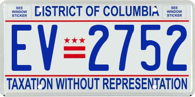DC license plate EV2752