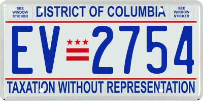 DC license plate EV2754