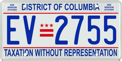 DC license plate EV2755