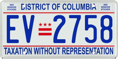 DC license plate EV2758