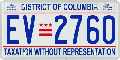 DC license plate EV2760