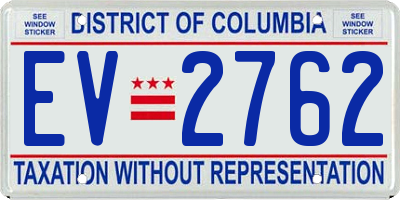 DC license plate EV2762