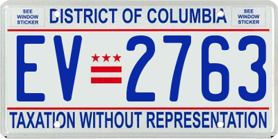DC license plate EV2763