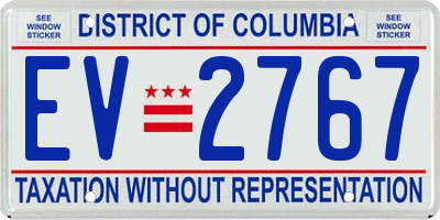 DC license plate EV2767
