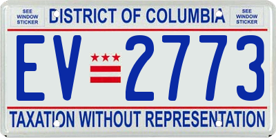 DC license plate EV2773