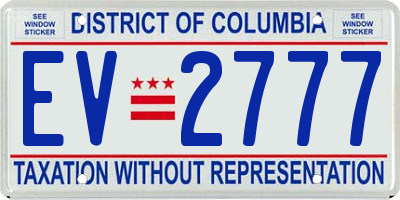 DC license plate EV2777