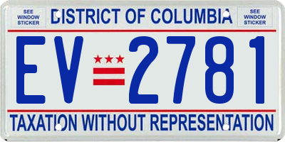 DC license plate EV2781