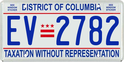 DC license plate EV2782