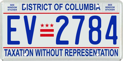 DC license plate EV2784