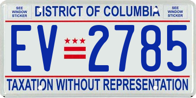 DC license plate EV2785
