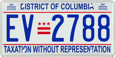 DC license plate EV2788