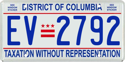 DC license plate EV2792
