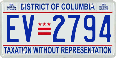 DC license plate EV2794