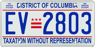 DC license plate EV2803