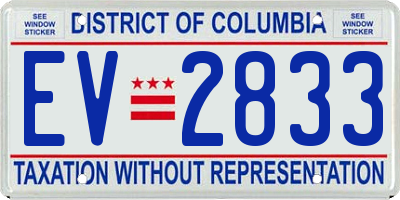 DC license plate EV2833