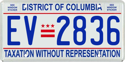 DC license plate EV2836