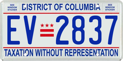 DC license plate EV2837